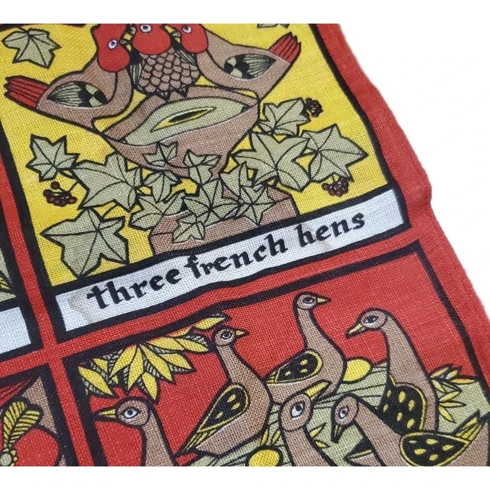 Vintage Ulster Irish Linen Tea Towel 12 Days Of Christmas 19